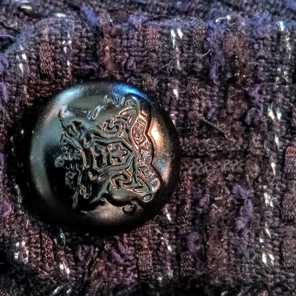 Cache Black Silver Tweed Woven Side Zip Front Jacket - Picture 4 of 6